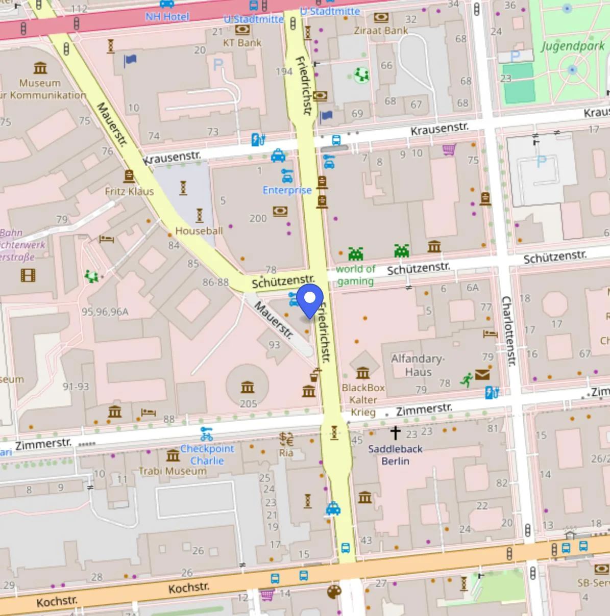 Straßenkarte Berlin-Mitte: WHP Rechtsanwälte, Friedrichstraße 204, 10117 Berlin